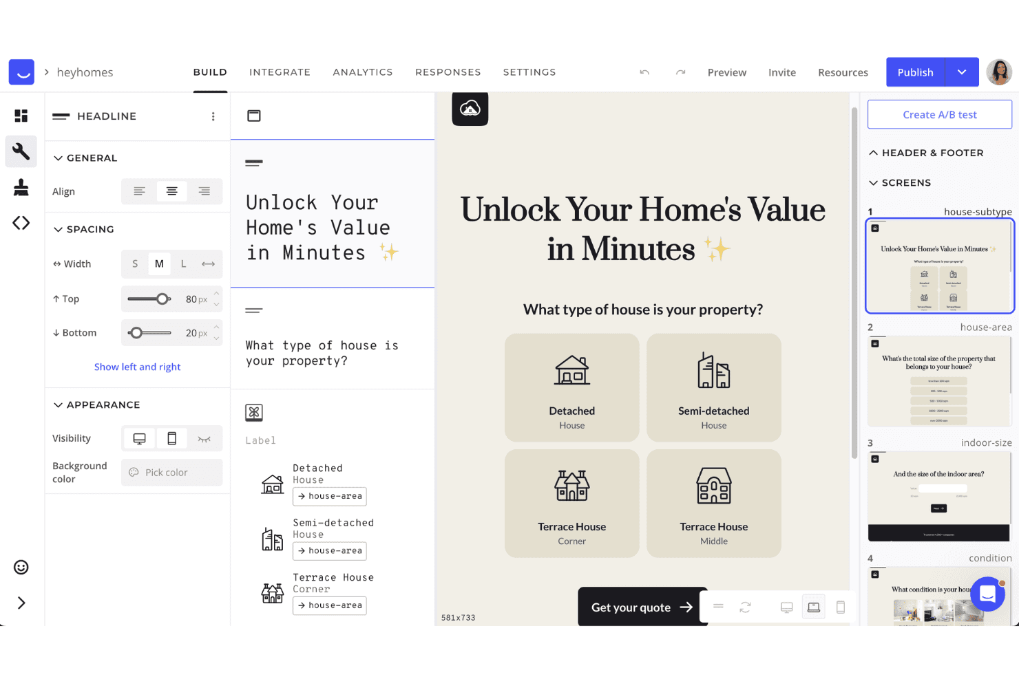 Heyflow helps users build interactive lead funnels with customizable pages, questions, and conversion flows.