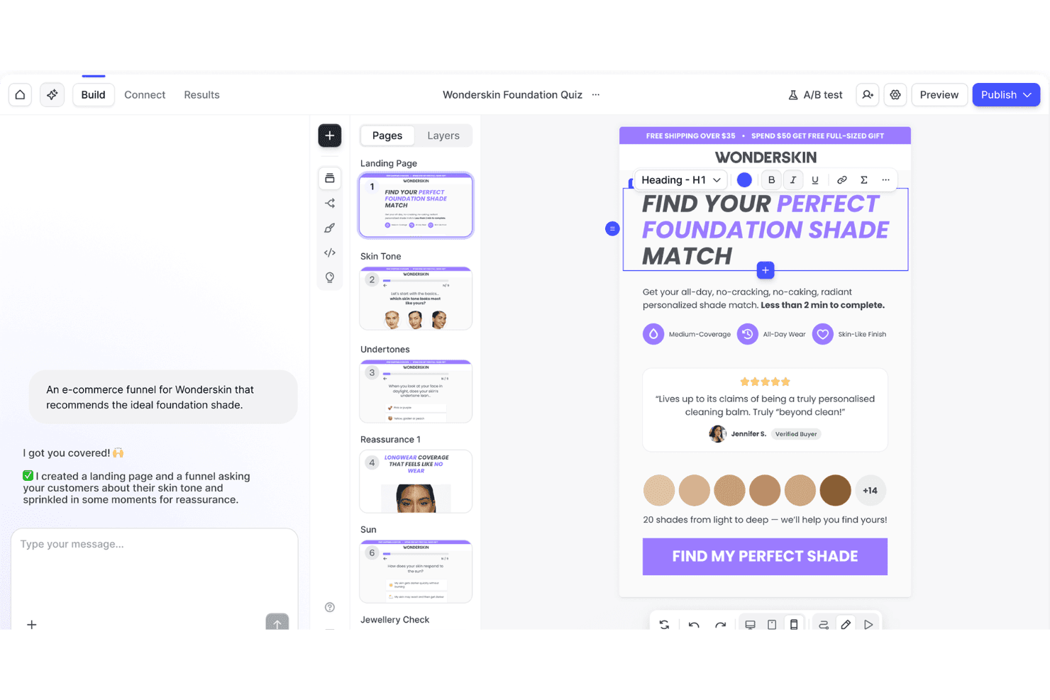 Heyflow drag-and-drop builder