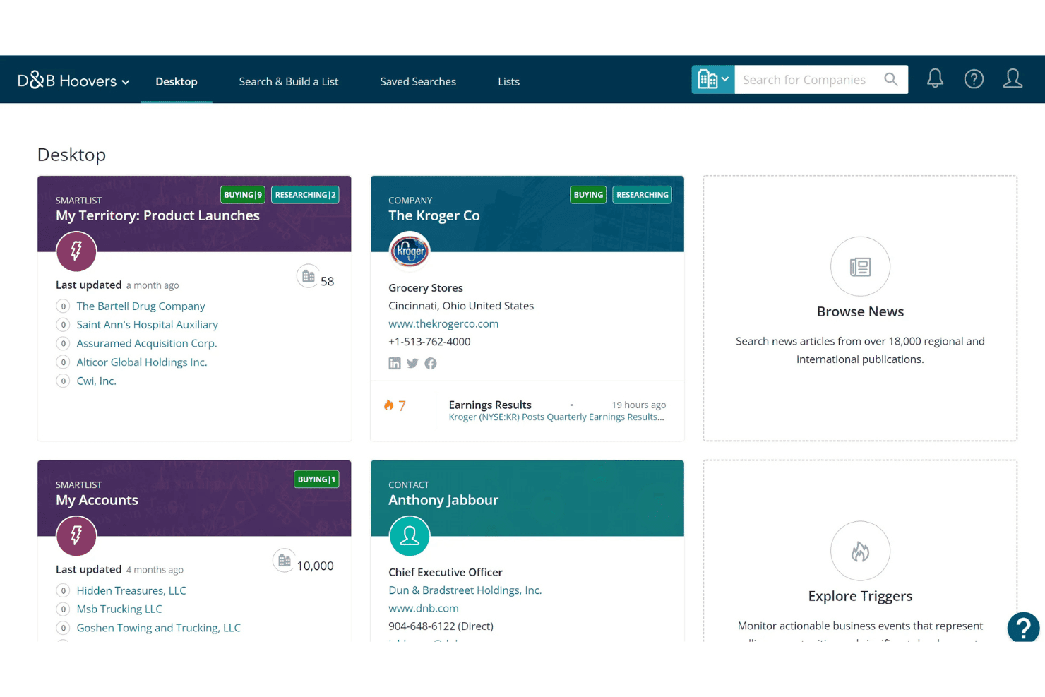 D&B Hoovers surfaces company and contact insights for sales teams.
