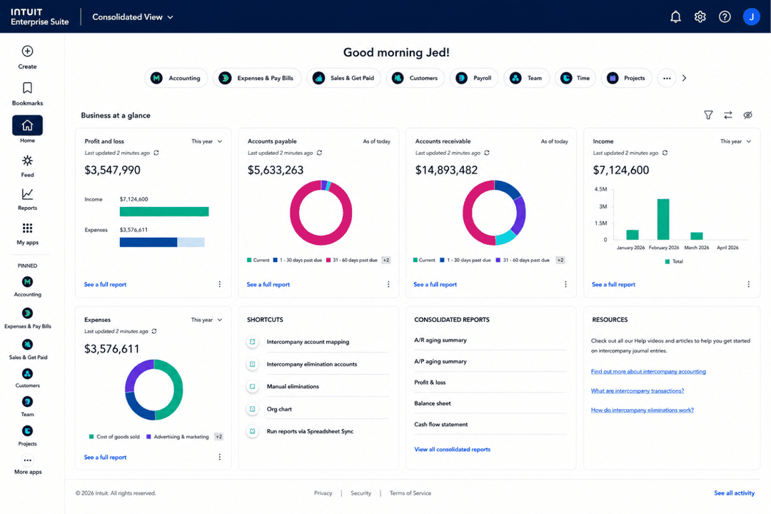 Intuit Enterprise Suite helps growing businesses unify revenue operations, financial management, and AI-powered business insights.