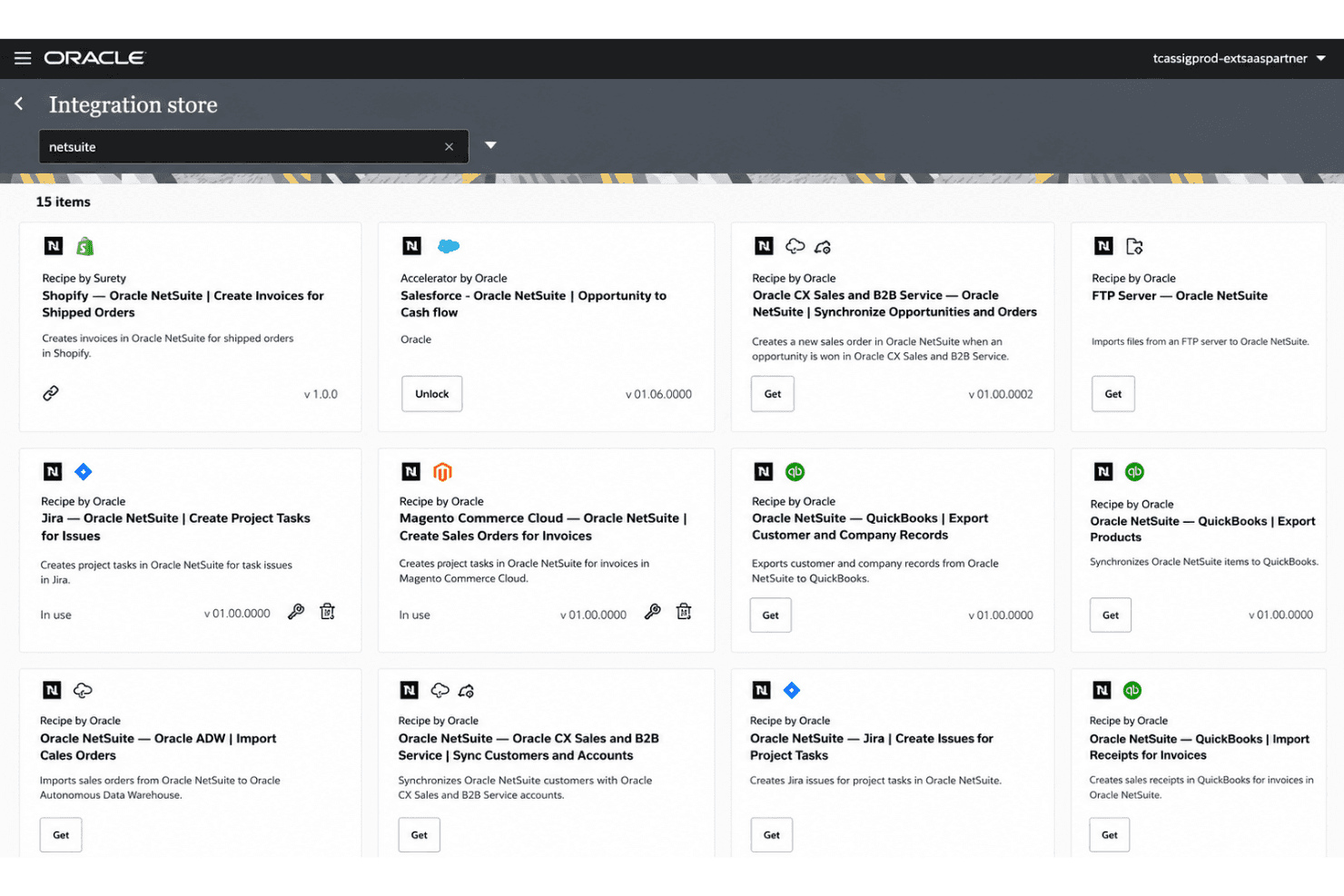 Oracle NetSuite integrations with Salesforce, Shopify, Microsoft Office 365, Amazon, Celigo, NetSuite Connector, SuiteApps Marketplace, APIs, QuickBooks and Xero migration tools, and third-party business applications.
