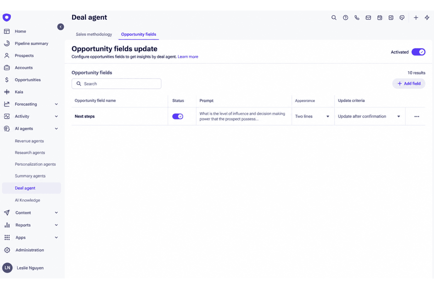 Outreach AI Deal Insights with deal risks, actions, and pipeline signals.