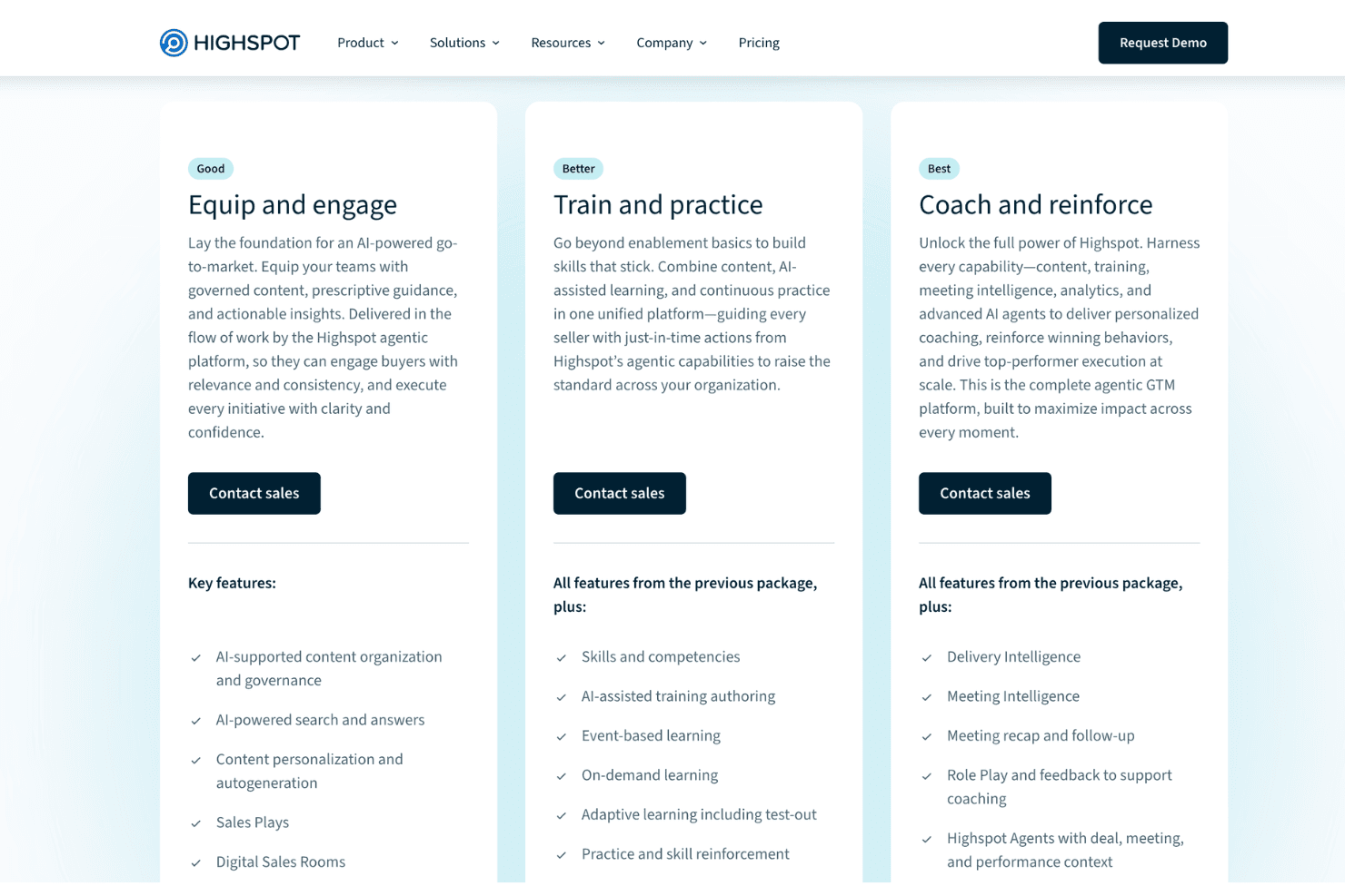 Highspot pricing plans