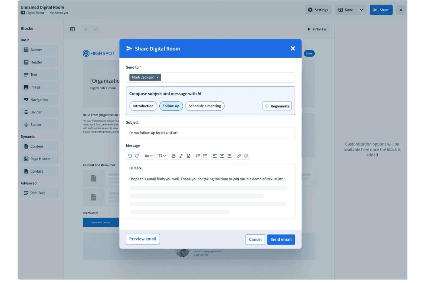 Highspot SmartPage builder