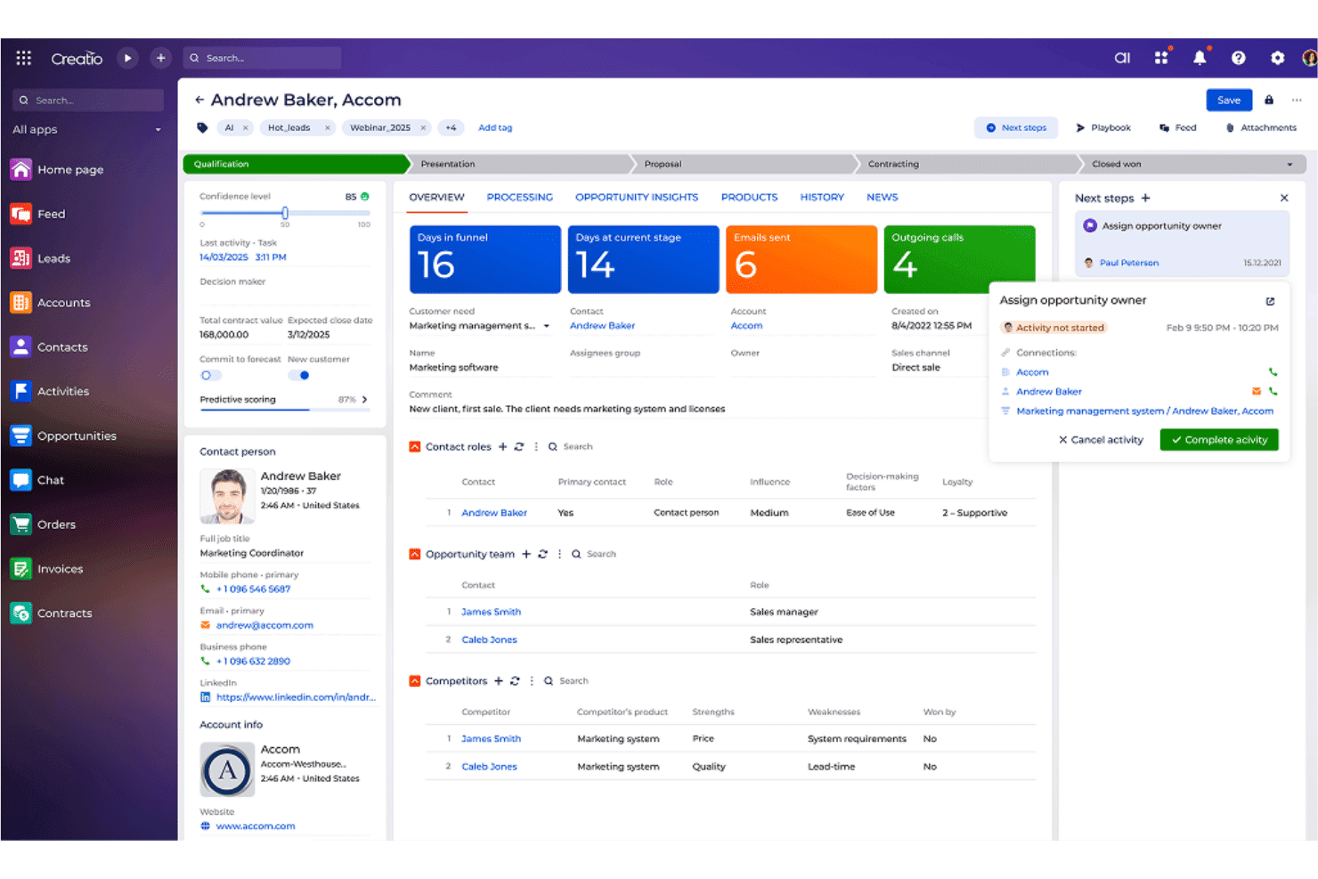 creatio-crm-crm software for professional services-screenshot