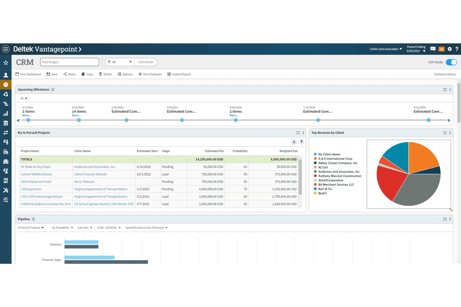 deltek-vantagepoint-crm software for professional services-screenshot