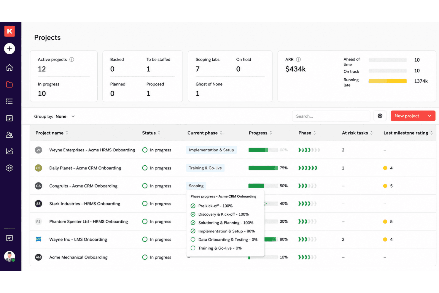 rocketlane-crm software for professional services-screenshot