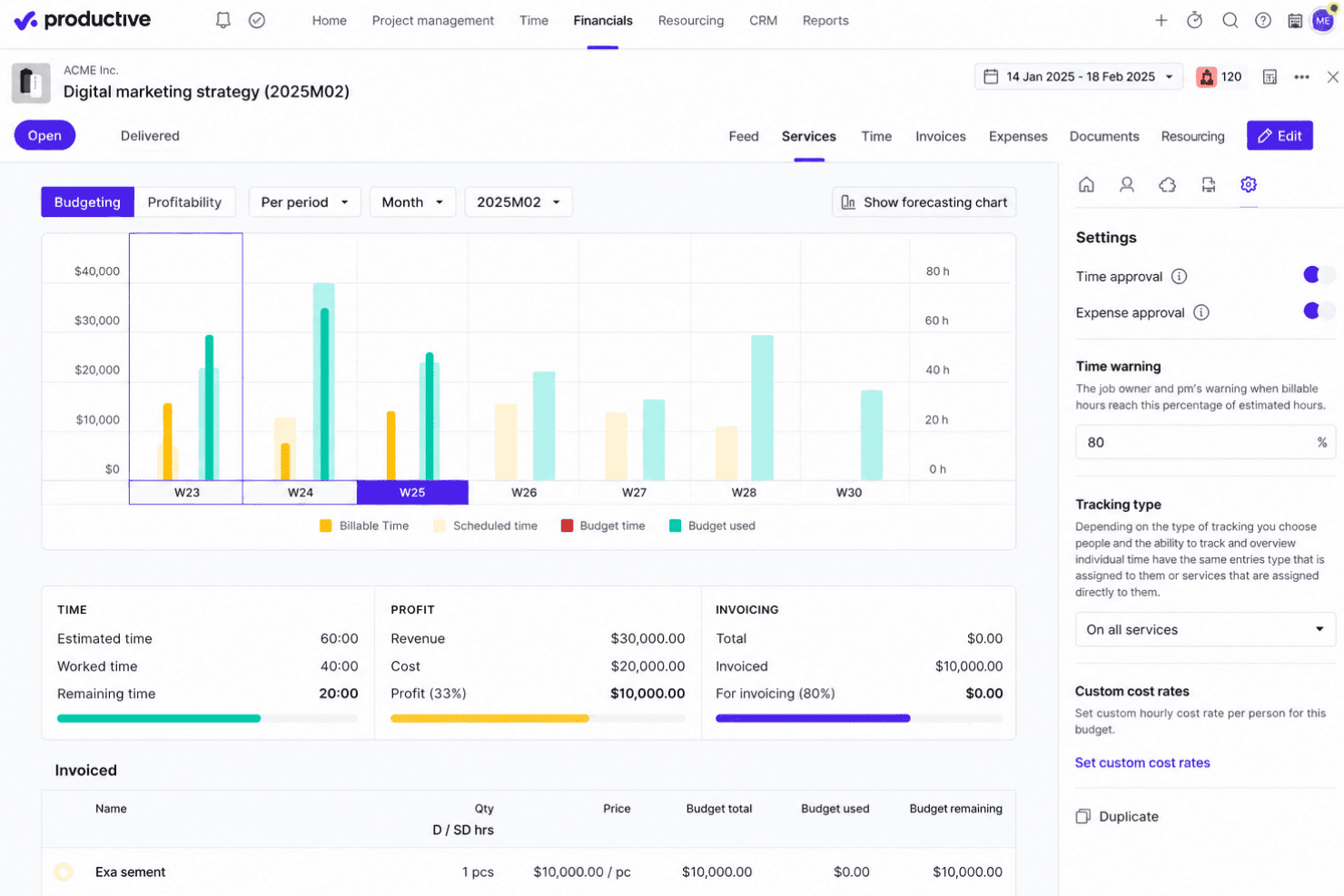 productive-crm software for professional services-screenshot