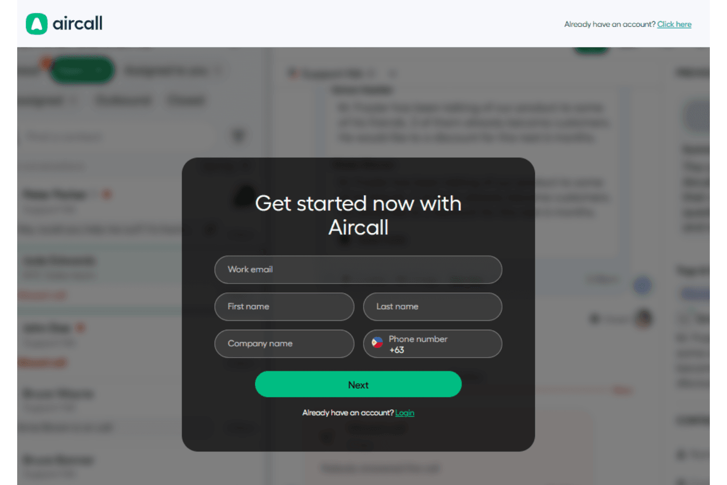 Aircall screenshot