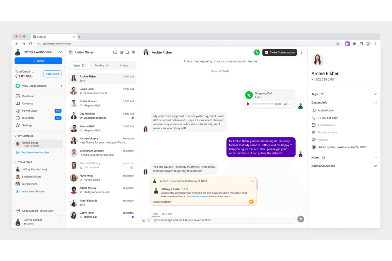 KrispCall screenshot