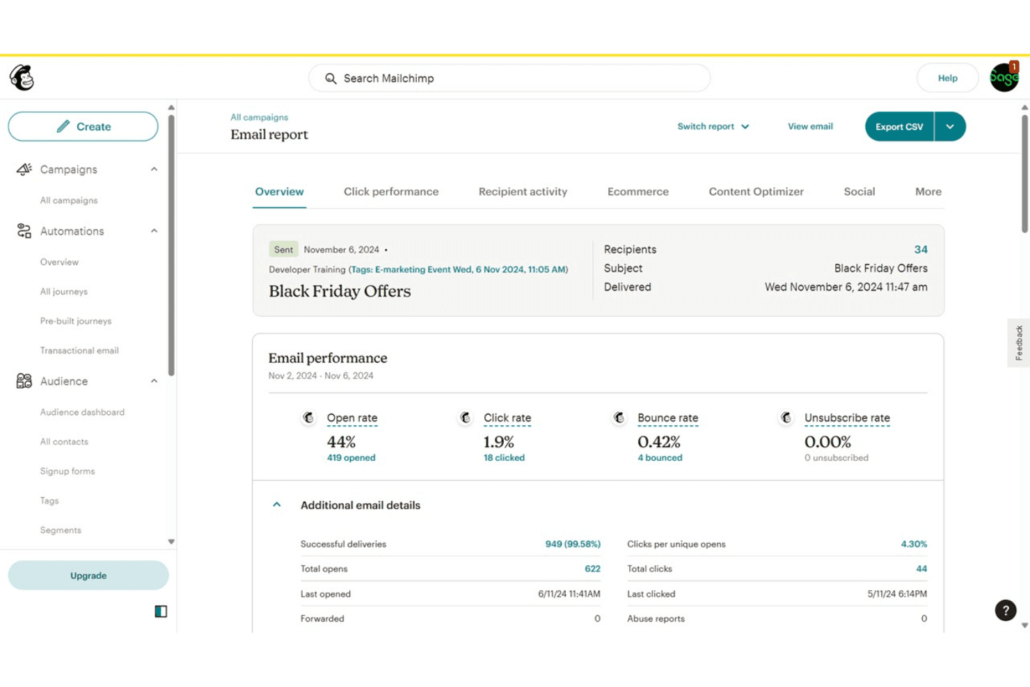 Sage CRM screenshot