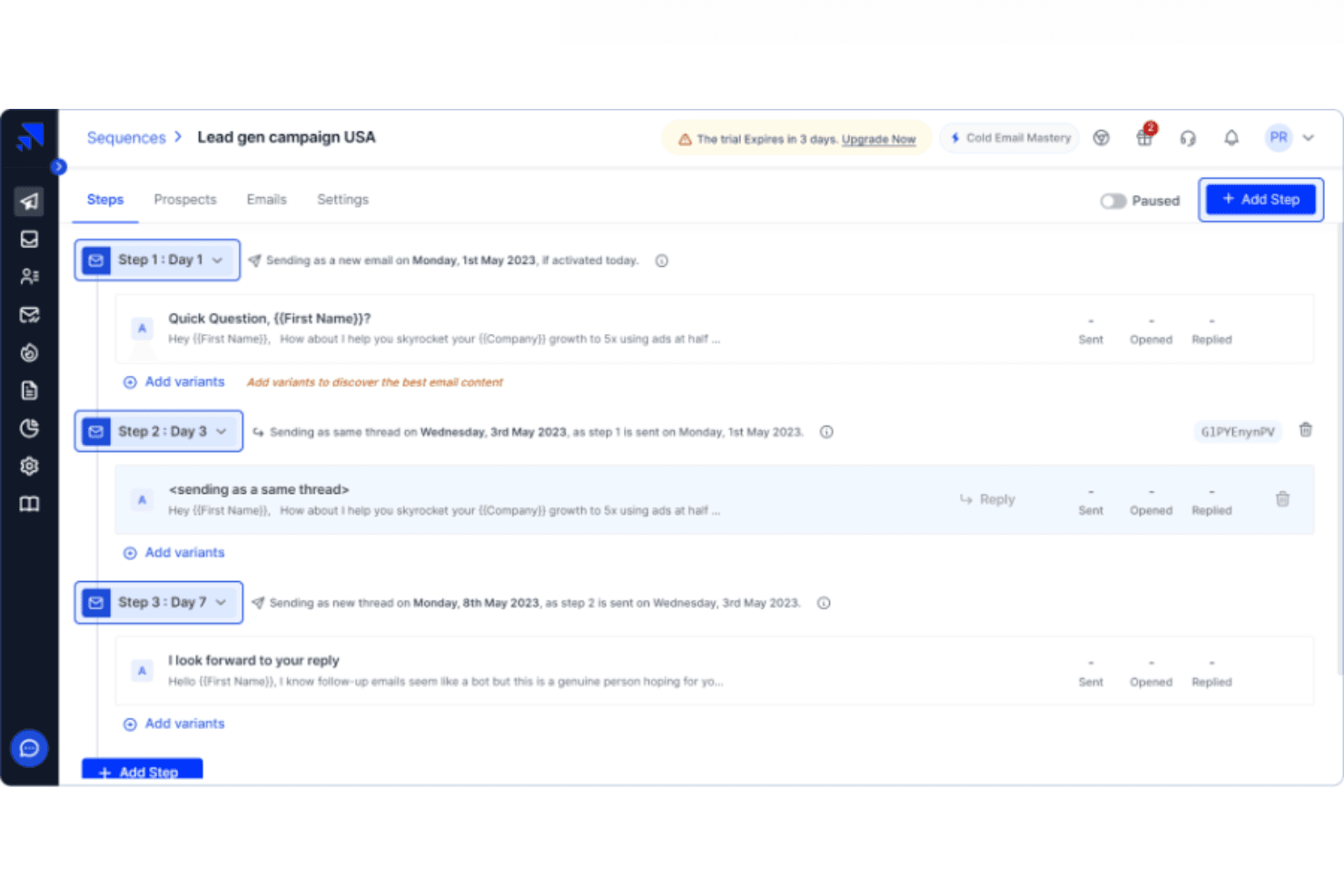 Saleshandy screenshot