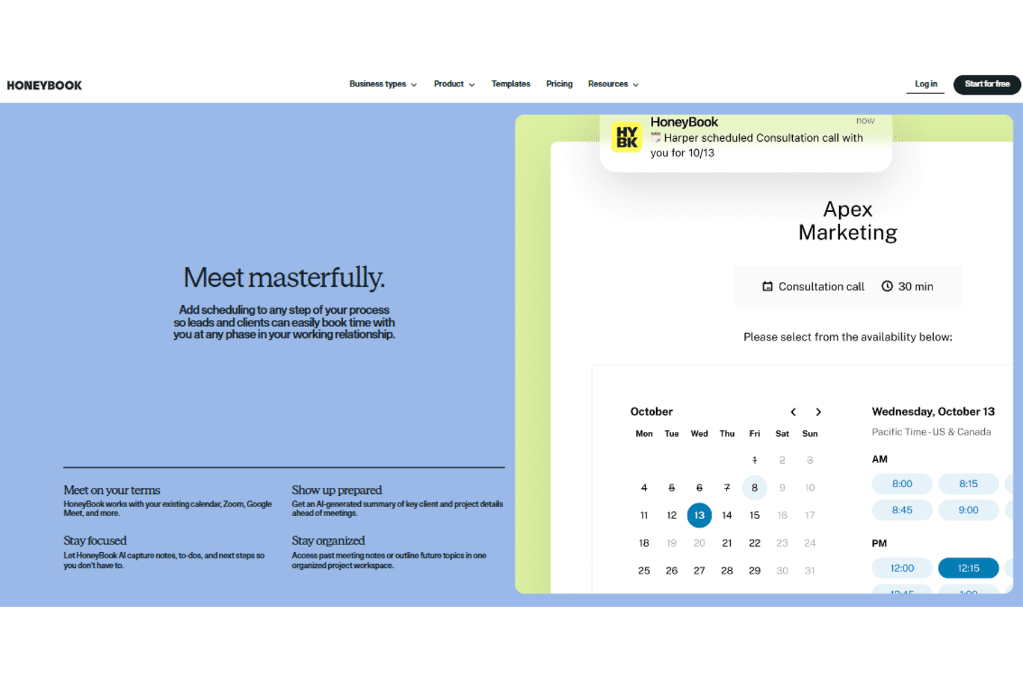HoneyBook screenshot