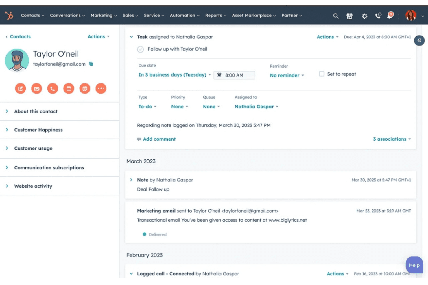 HubSpot CRM screenshot