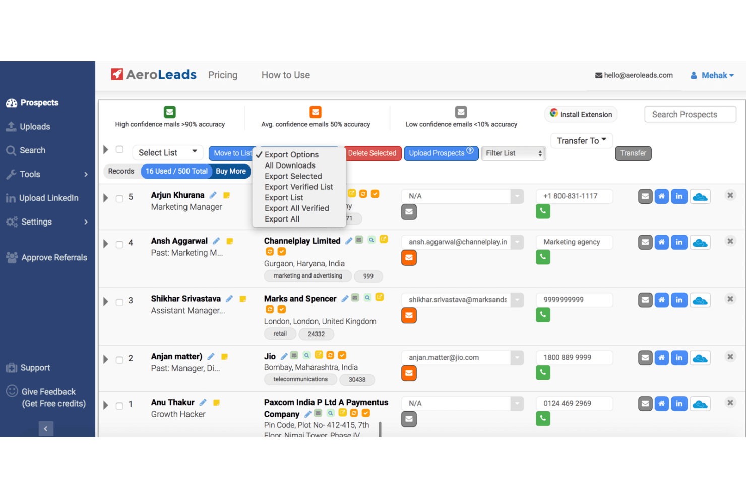 AeroLeads screenshot