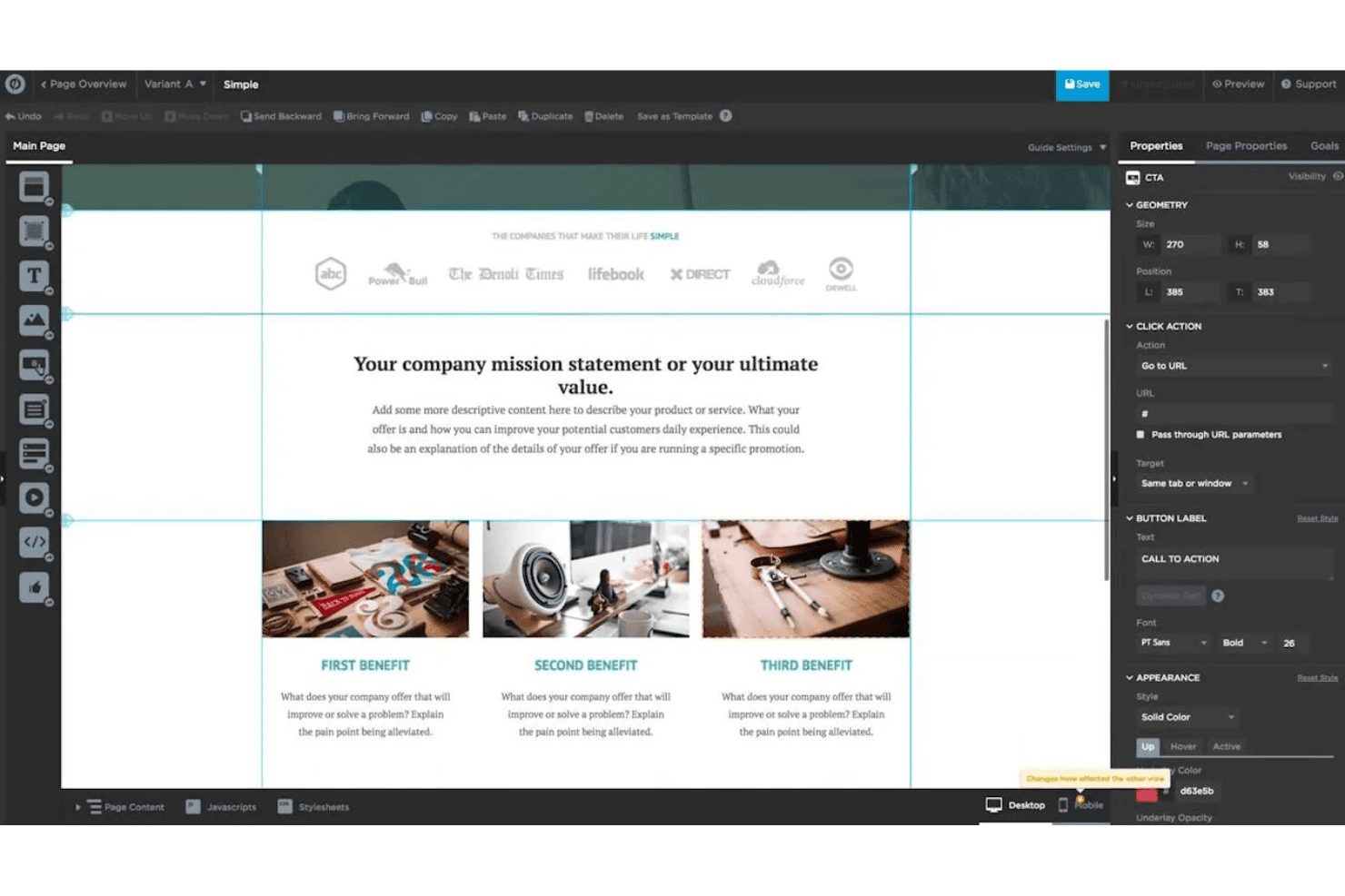 Unbounce screenshot