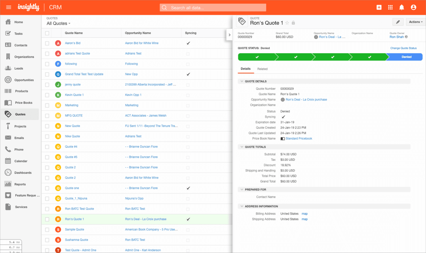 Insightly screenshot