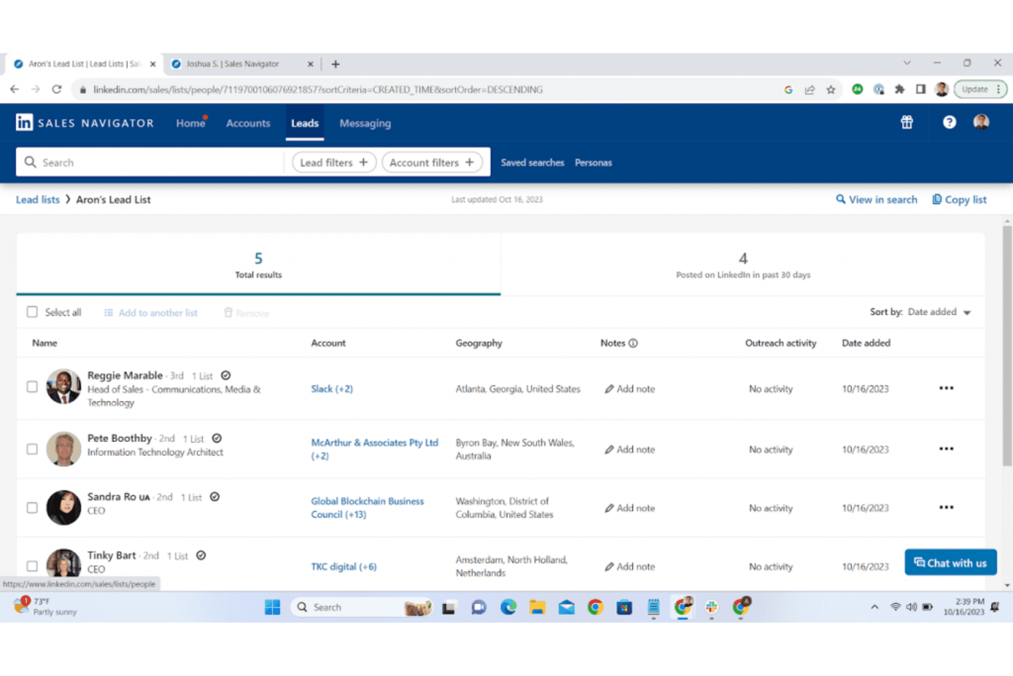 LinkedIn Sales Navigator finds leads and enables targeted prospect outreach.
