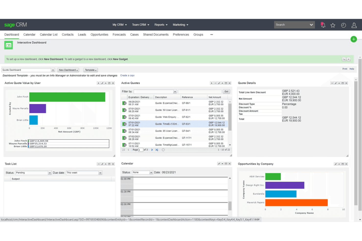 Sage CRM centralizes sales, marketing, and customer service data.