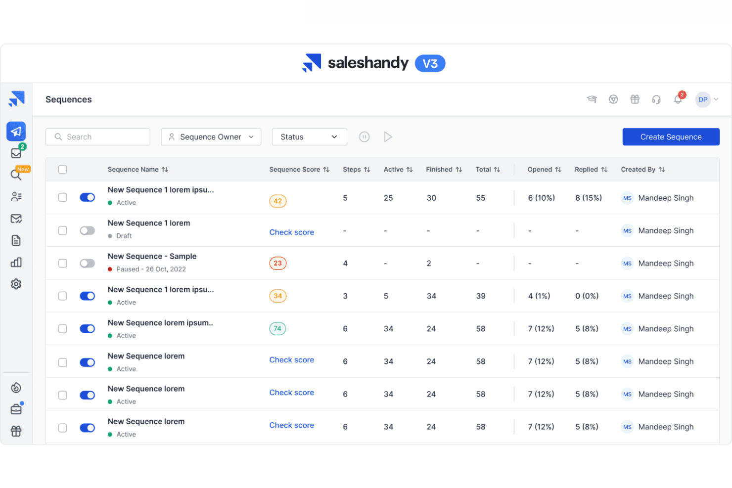 Saleshandy automates email outreach and tracks engagement for sales cadences.
