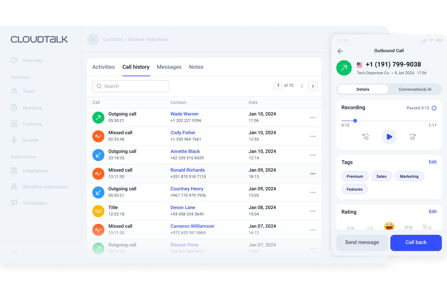 screenshot - Reseña de CloudTalk: Ventajas, Desventajas, Características y Precios