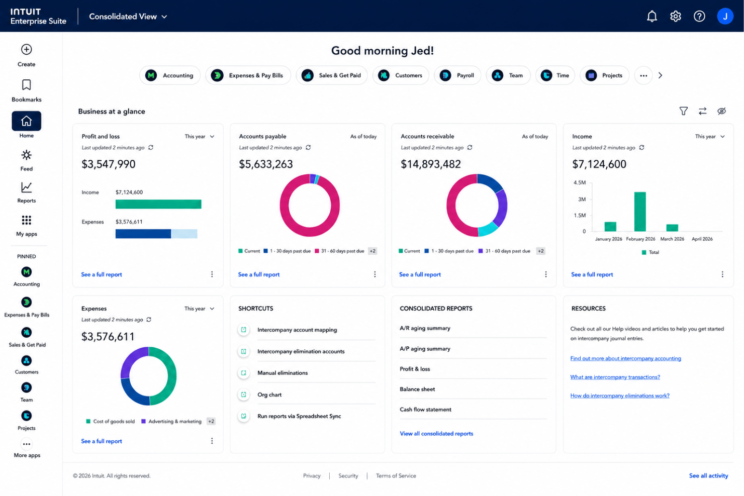 Intuit Enterprise Suite helps growing businesses unify revenue operations, financial management, and AI-powered business insights.
