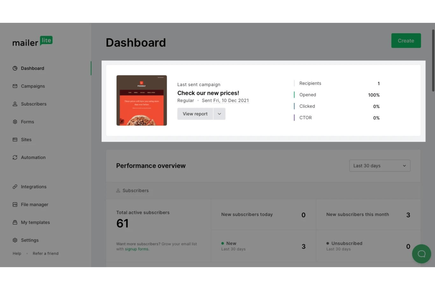 screenshot - MailerLite Review: Pros, Cons, Features and Pricing Guide