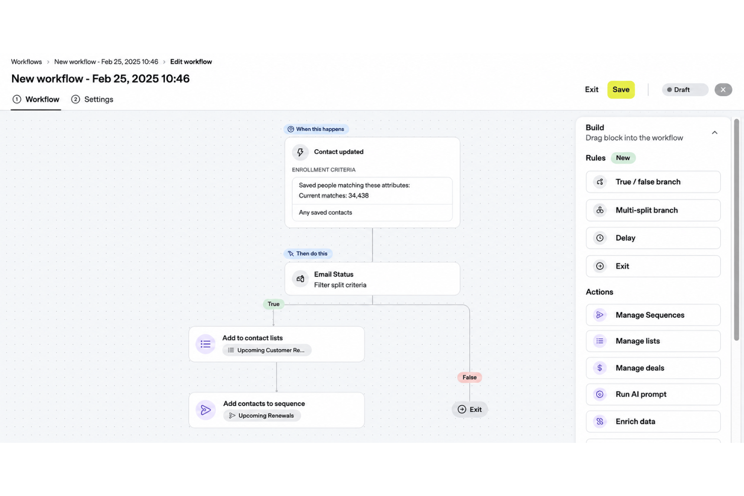 Apollo.io workflow automation with triggers, conditions, and sales actions.