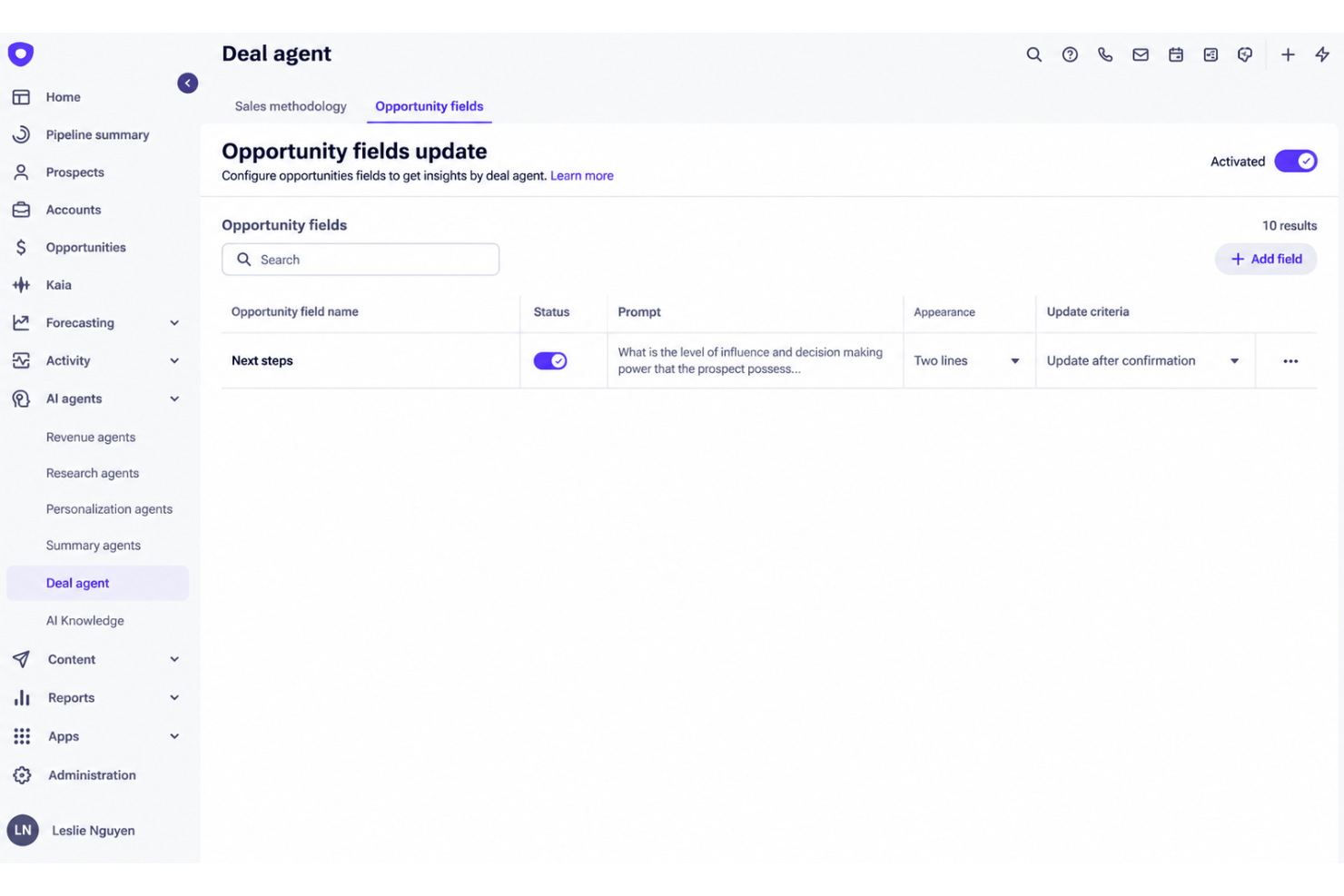 Outreach AI Deal Insights with deal risks, actions, and pipeline signals.