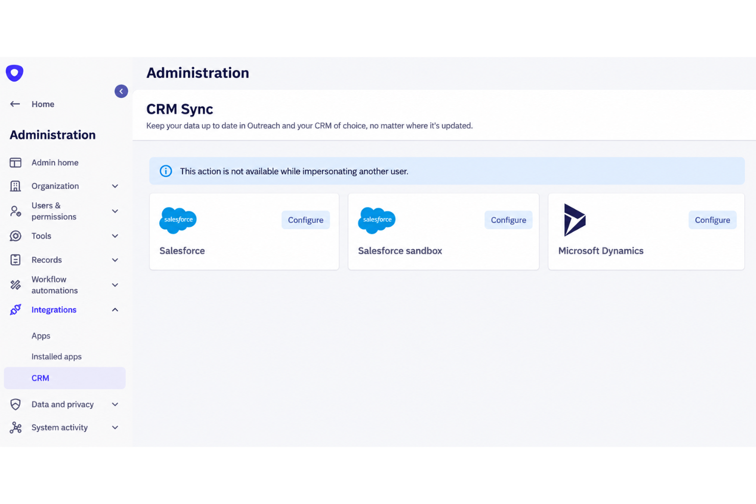 Outreach integrations with Salesforce, Slack, Zoom, Outlook, and LinkedIn.