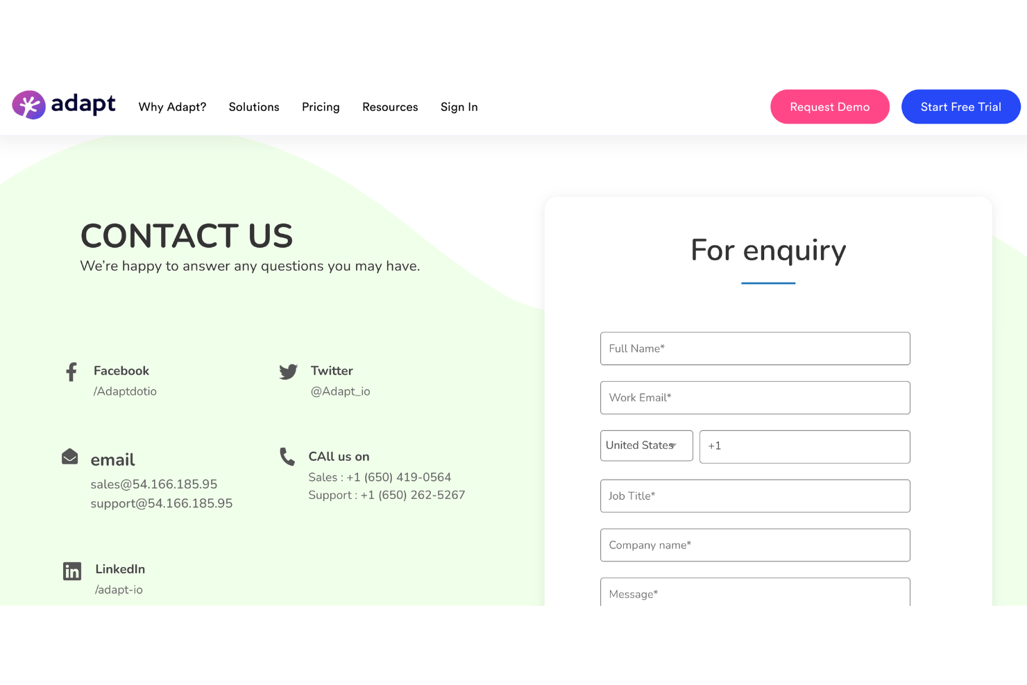 Adapt support page