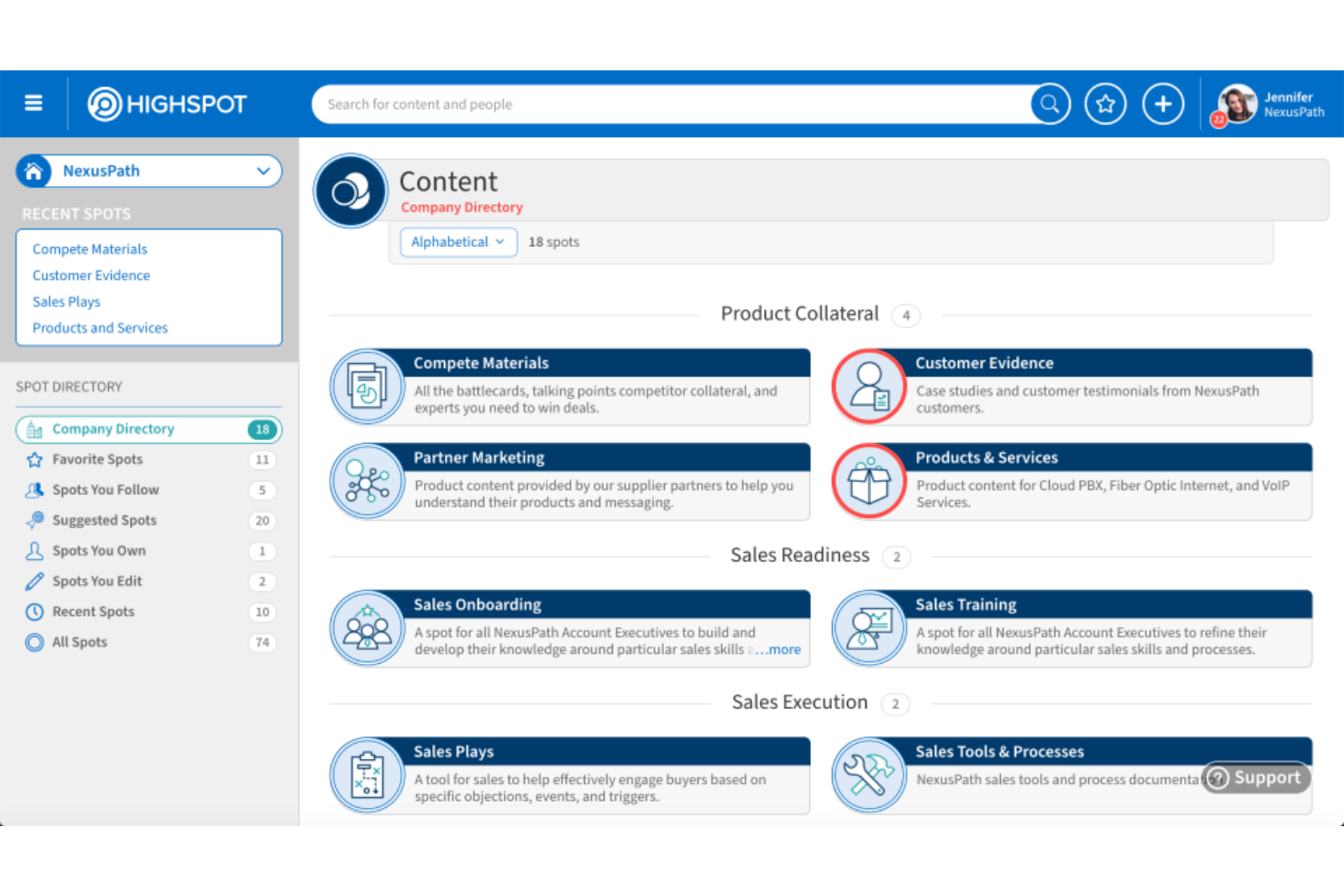 Highspot brings content, training, engagement, and analytics tools together in one sales enablement platform.