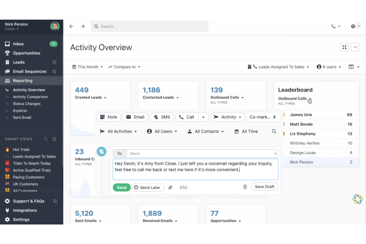 screenshot - Reseña de Close CRM: Ventajas, Desventajas, Características y Precios