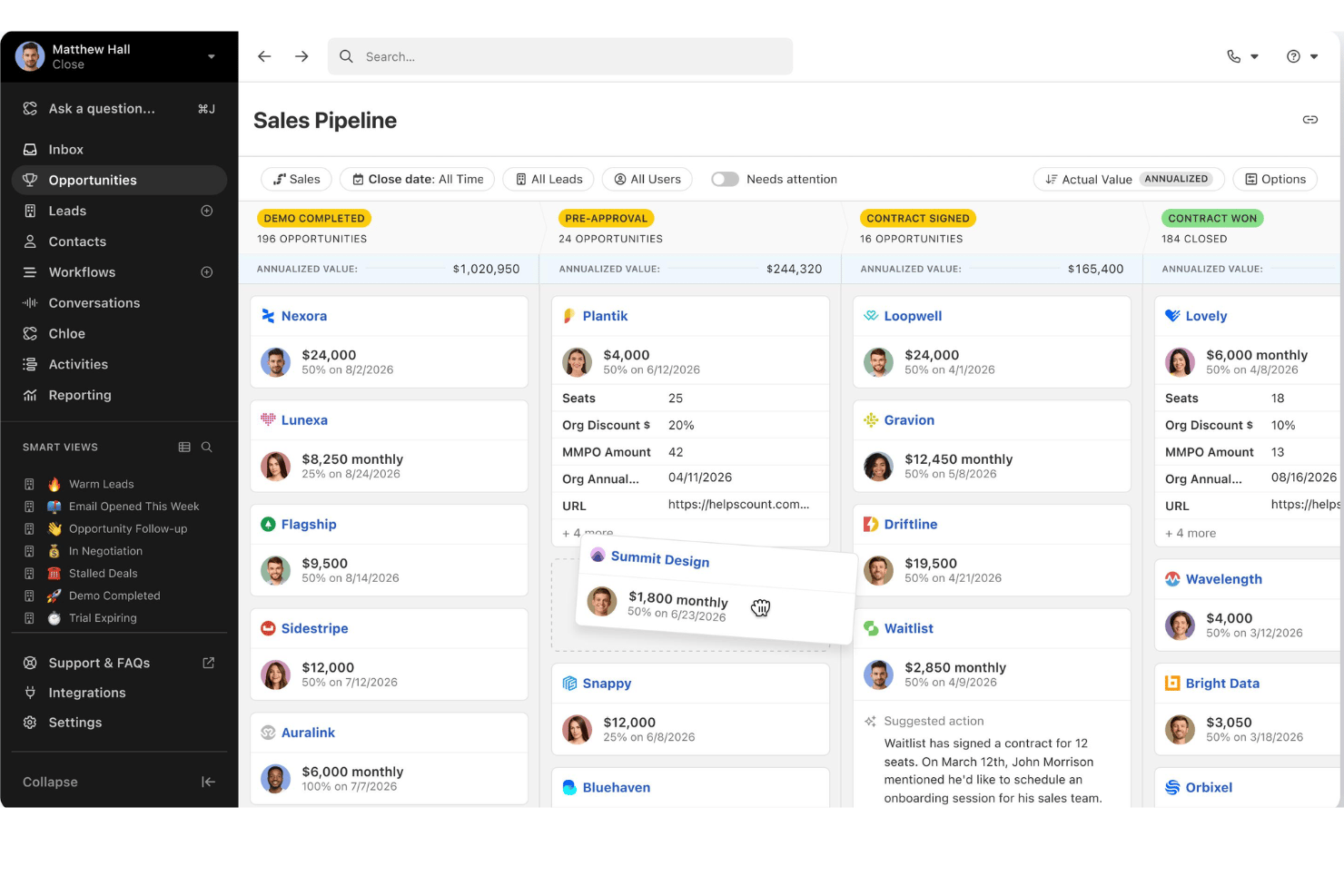 screenshot - Reseña de Close CRM: Ventajas, Desventajas, Características y Precios