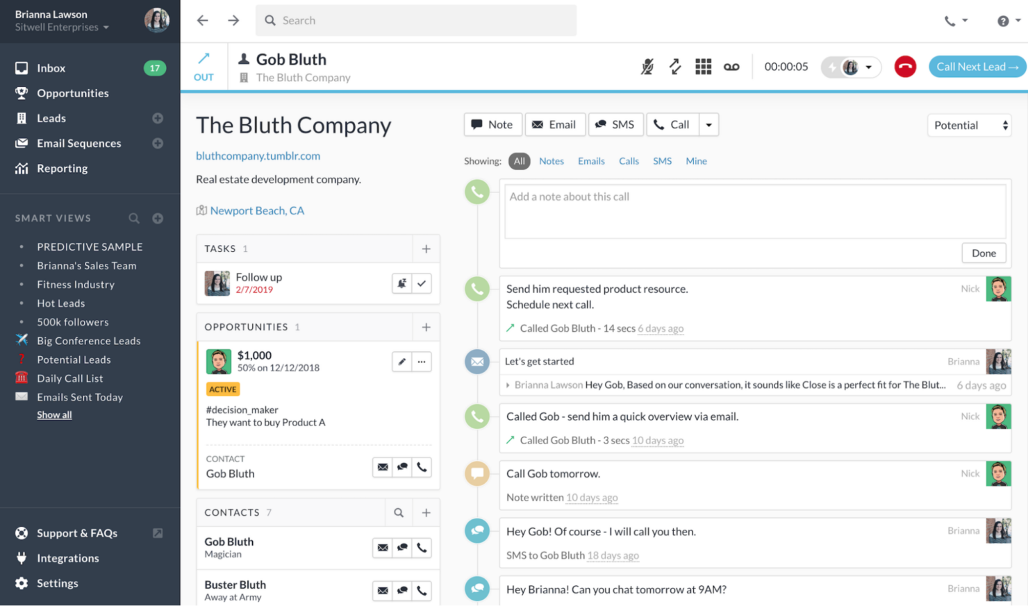 screenshot - Close CRM Review: Pros, Cons, Features and Pricing 