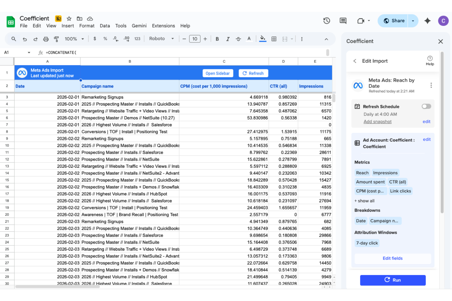 Coefficient screenshot - 20 Meilleurs Logiciels de Business Intelligence Pour Les Opérations de Revenu en 2026