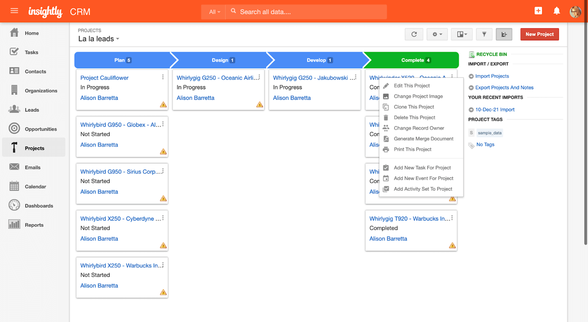 Insightly screenshot - 22 Beste Softwarelösungen für Enterprise Sales im Test 2026