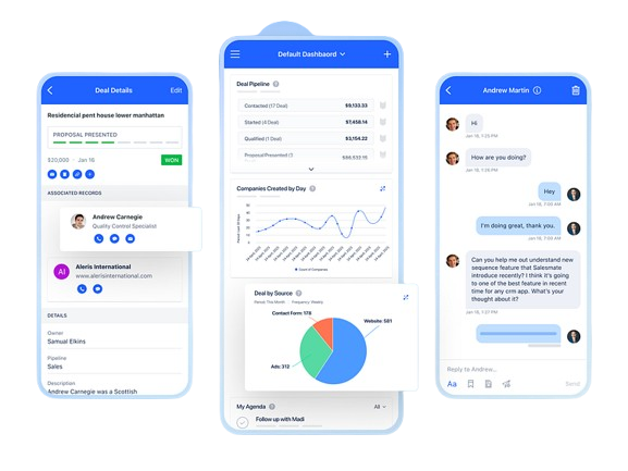 Salesmate screenshot - 18 Meilleurs Logiciels CRM pour la Fabrication Passés en Revue en 2026
