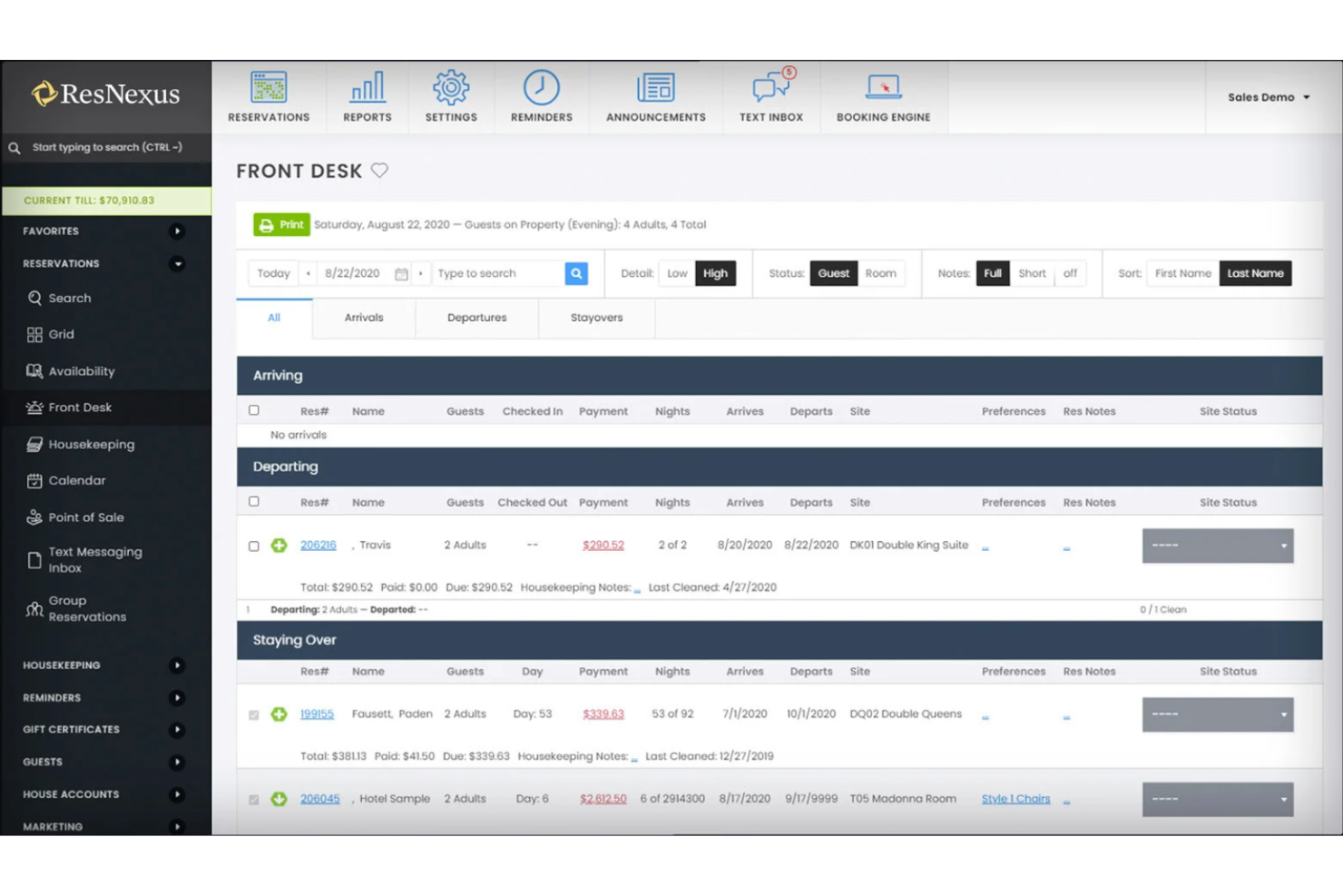 ResNexus screenshot - 22 Meilleurs Logiciels CRM Hôteliers Passés en Revue en 2026