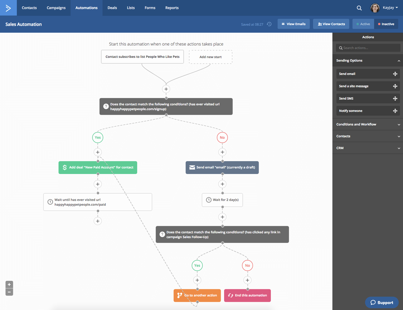 ActiveCampaign screenshot - 9 Meilleurs Logiciels d’Automatisation des Emails de Vente Évalués en 2026