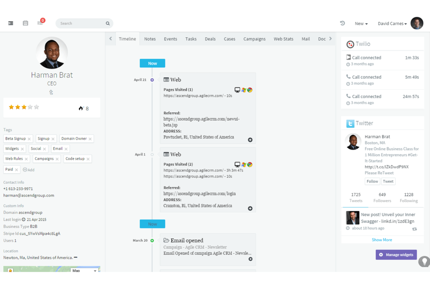 Agile CRM screenshot - 20 Beste SugarCRM-Alternativen Im Test 2026