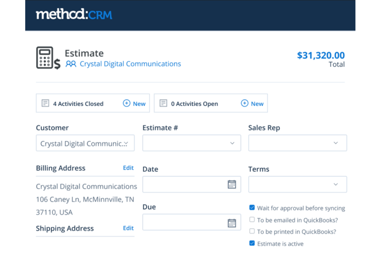 Method:CRM screenshot - 24 Beste CRM E-Mail-Marketing-Software im Jahr 2026 getestet