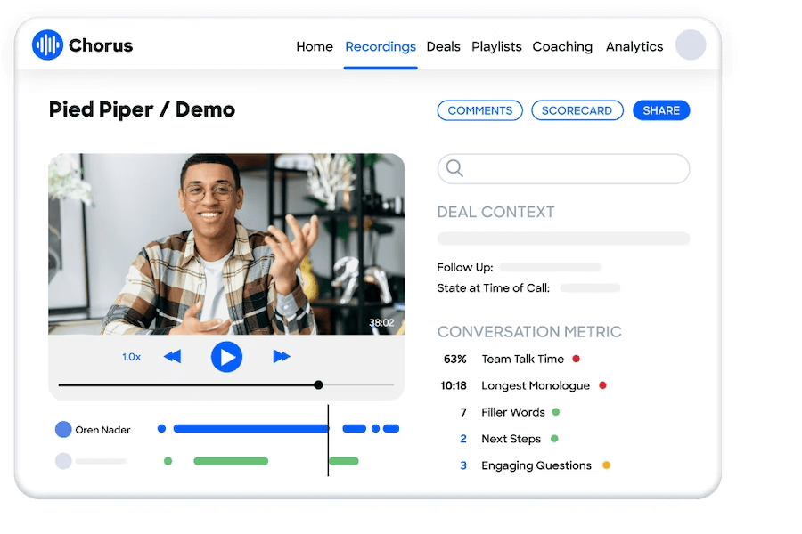 Chorus.ai screenshot - Die 10 besten Sales Enablement Softwares im Test für 2026