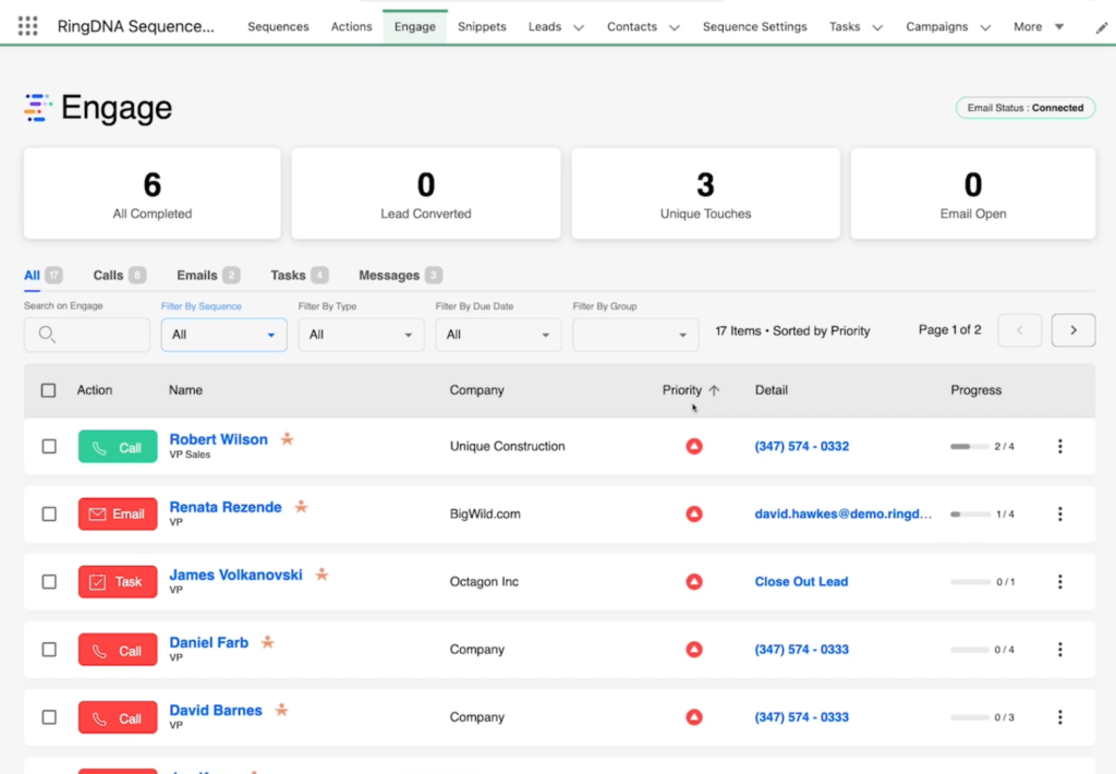 Revenue.io screenshot - 10 Meilleurs Logiciels d’Engagement Commercial Passés en Revue pour 2026