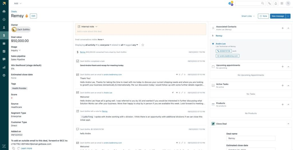 Zendesk Sell screenshot - 20 Meilleurs Logiciels d’Accélération des Ventes de 2026