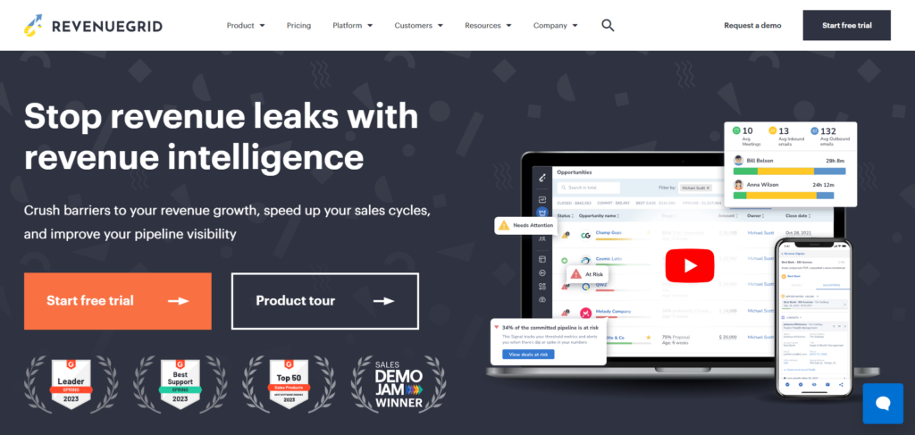 Revenue Grid screenshot - 23 Beste Revenue Intelligence Plattformen 2026