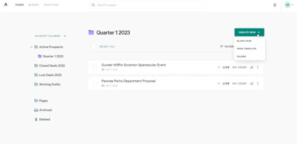 Qwilr screenshot - 22 Meilleurs Logiciels de Proposition Passés en Revue pour 2026