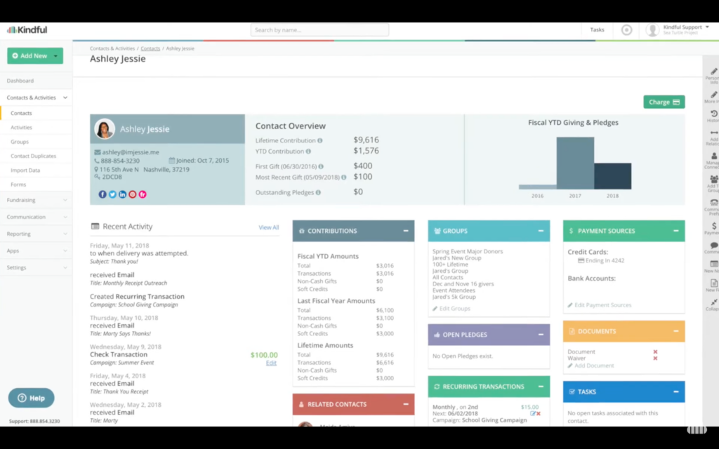 Kindful screenshot - 19 Meilleurs Logiciels CRM Pour Associations Passés en Revue pour 2026