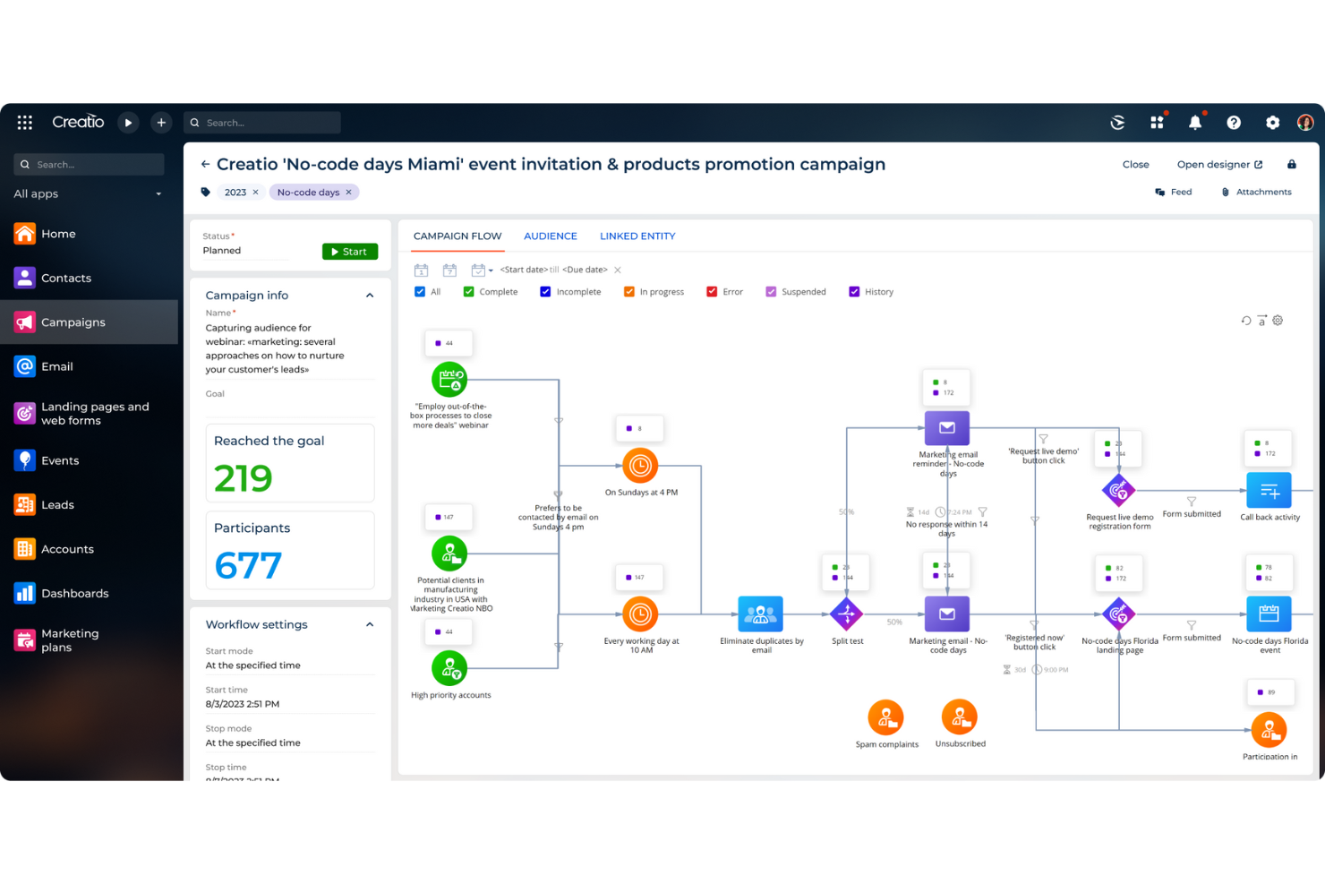 Creatio CRM screenshot - 10 Mejores Software CRM para Educación Superior Analizados en 2026