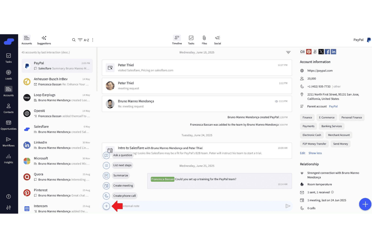 Salesflare Mobile CRM App screenshot - Le 10 migliori CRM mobile nel 2026